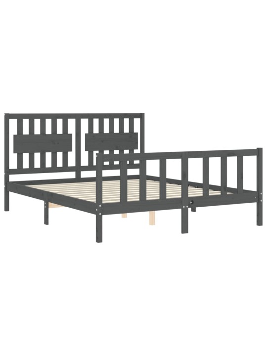 Rám postele s čelem šedý King Size masivní dřevo
