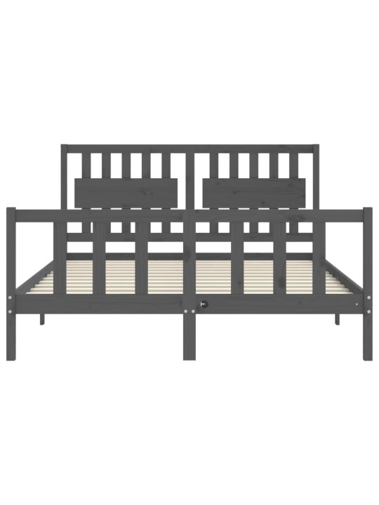 Rám postele s čelem šedý King Size masivní dřevo