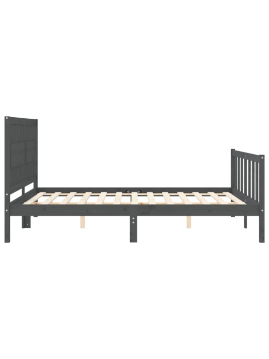 Rám postele s čelem šedý King Size masivní dřevo