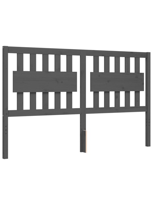 Rám postele s čelem šedý King Size masivní dřevo