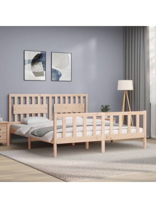 Rám postele s čelem Super King Size masivní dřevo
