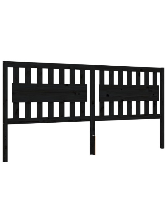 Rám postele s čelem černý 200 x 200 cm masivní dřevo