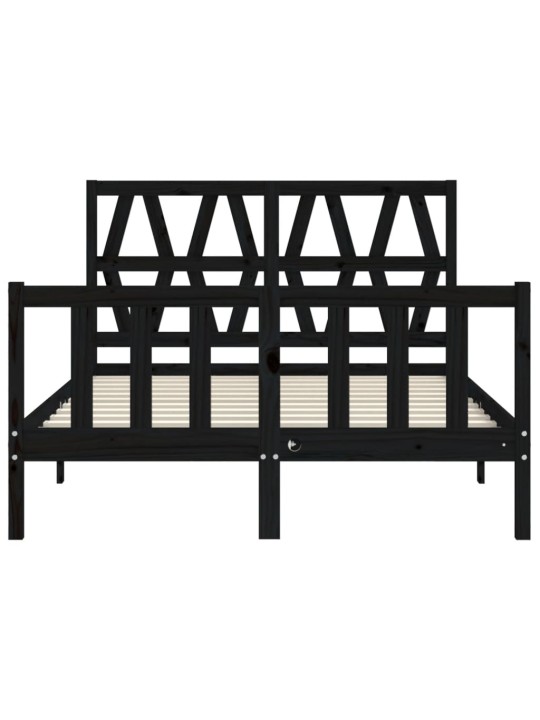 Rám postele s čelem černý 140 x 190 cm masivní dřevo