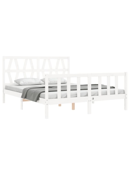 Rám postele s čelem bílý King Size masivní dřevo