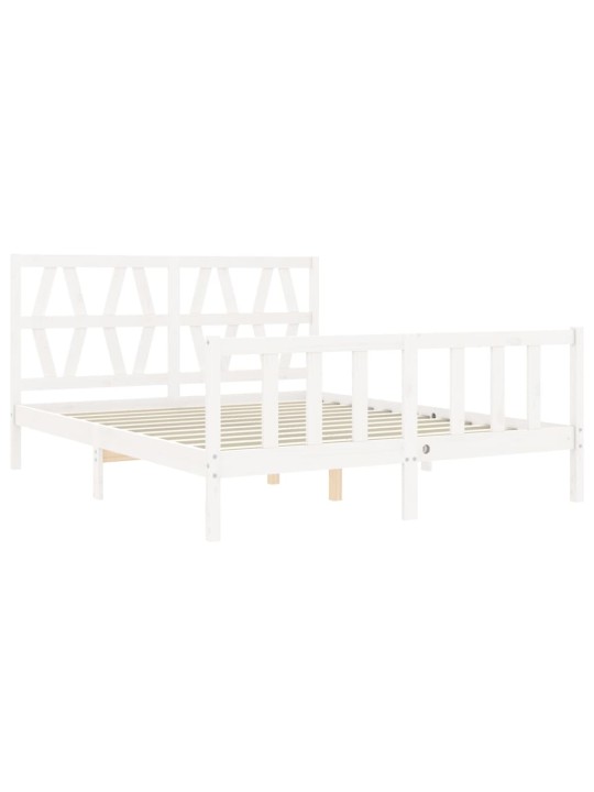 Rám postele s čelem bílý King Size masivní dřevo