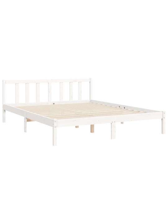 Rám postele s čelem bílý King Size masivní dřevo