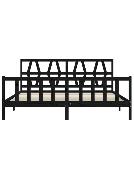 Rám postele s čelem černý 200 x 200 cm masivní dřevo
