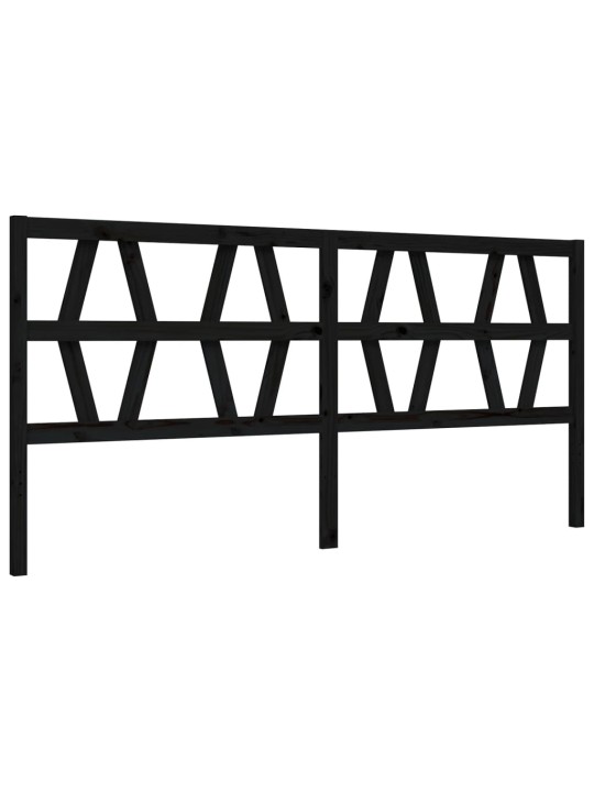 Rám postele s čelem černý 200 x 200 cm masivní dřevo