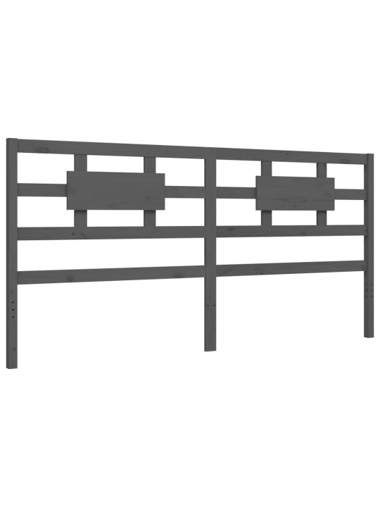 Rám postele s čelem šedý 200 x 200 cm masivní dřevo