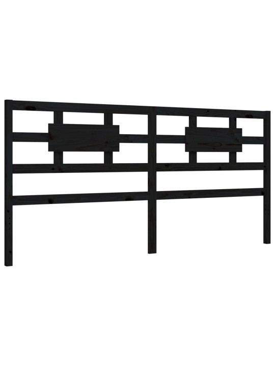 Rám postele s čelem černý 200 x 200 cm masivní dřevo