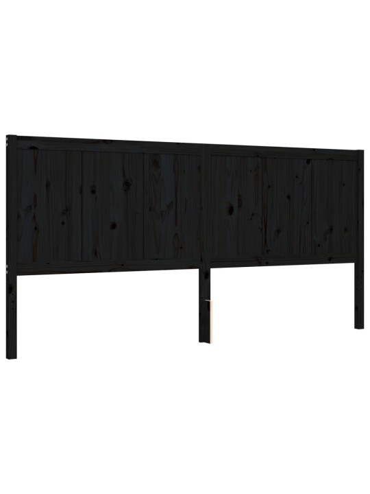Rám postele s čelem černý 200 x 200 cm masivní dřevo
