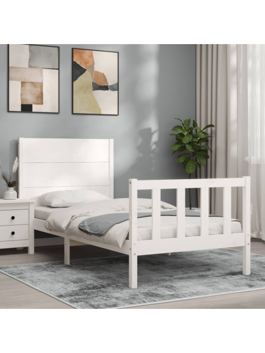 Rám postele s čelem bílý Small Single masivní dřevo