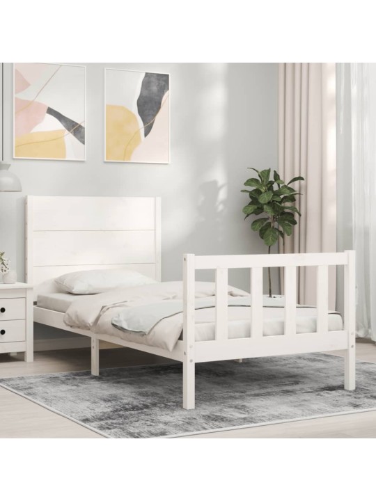 Rám postele s čelem bílý Small Single masivní dřevo