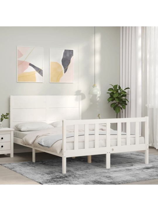 Postel bez matrace bílá 140 x 190 cm masivní borovice