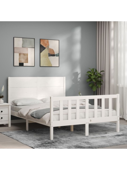 Postel bez matrace bílá 140 x 200 cm masivní borovice