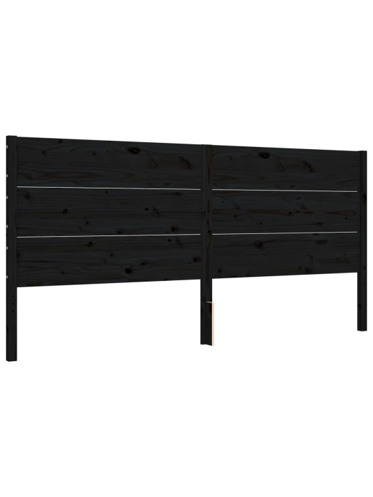 Rám postele s čelem černý 200 x 200 cm masivní dřevo