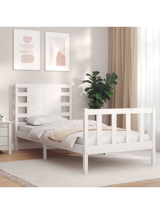 Rám postele s čelem bílý Small Single masivní dřevo