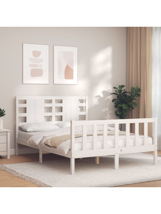 Rám postele s čelem bílý Small Double masivní dřevo