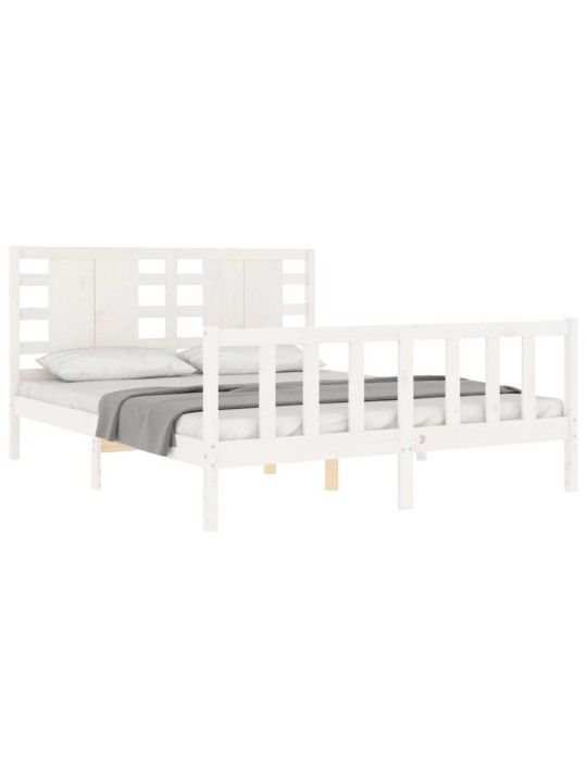 Rám postele s čelem bílý King Size masivní dřevo