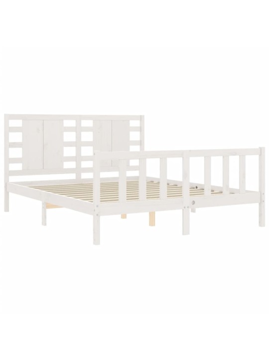 Rám postele s čelem bílý King Size masivní dřevo