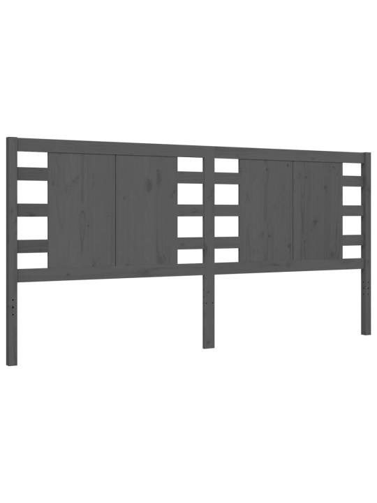 Rám postele s čelem šedý 200 x 200 cm masivní dřevo