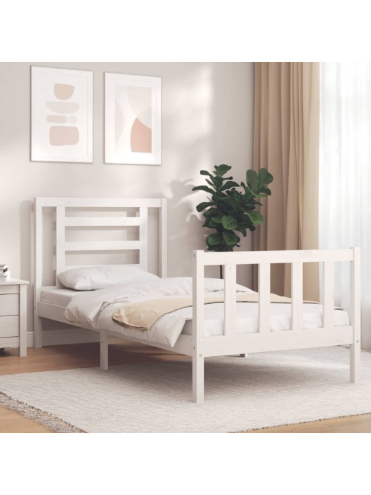 Rám postele s čelem bílý Small Single masivní dřevo