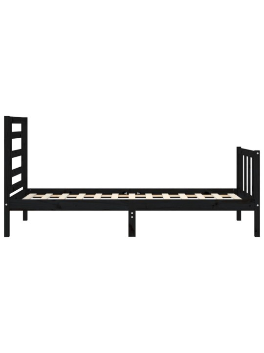 Rám postele s čelem černý 100 x 200 cm masivní dřevo