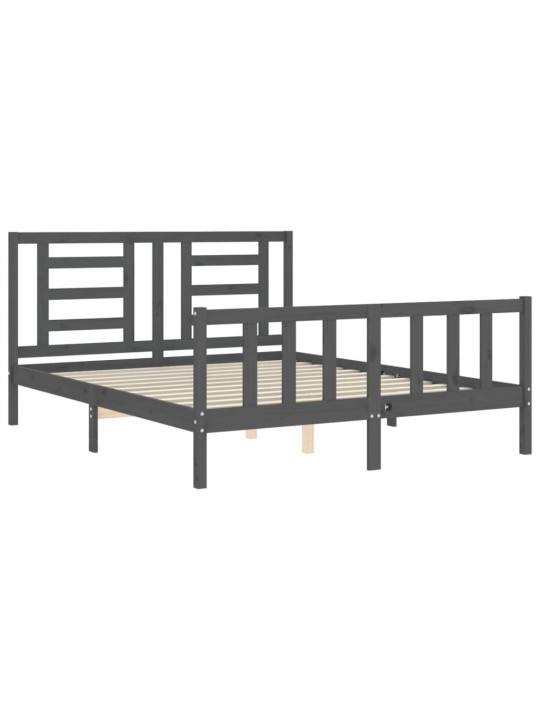 Rám postele s čelem šedý King Size masivní dřevo