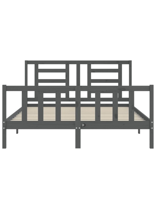 Rám postele s čelem šedý King Size masivní dřevo