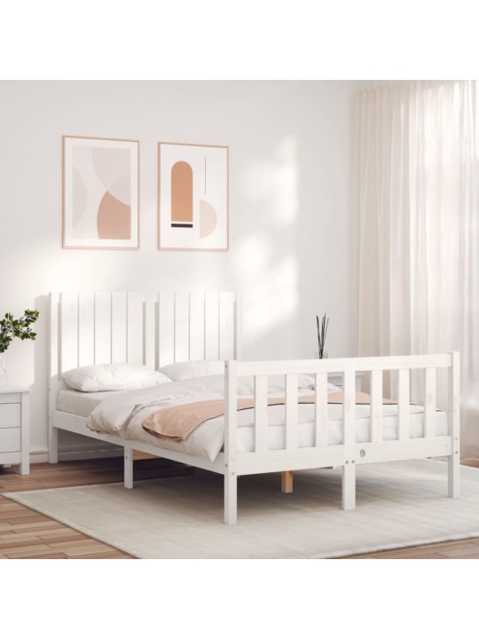 Rám postele s čelem bílý Small Double masivní dřevo
