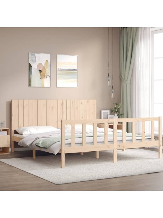 Rám postele s čelem Super King Size masivní dřevo