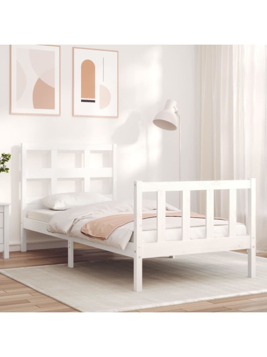 Rám postele s čelem bílý Small Single masivní dřevo