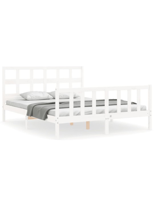 Rám postele s čelem bílý King Size masivní dřevo