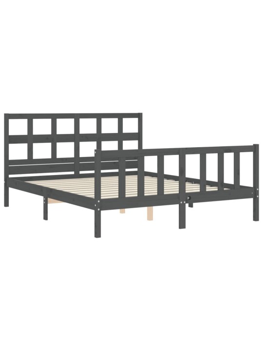 Rám postele s čelem šedý King Size masivní dřevo