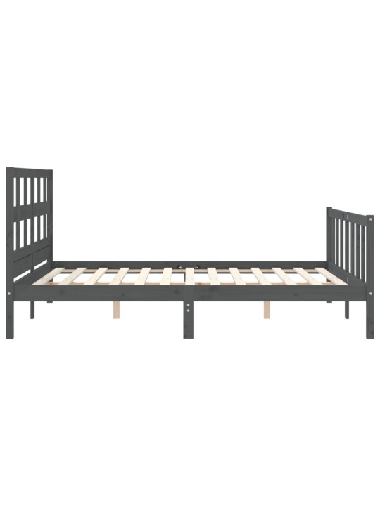 Rám postele s čelem šedý King Size masivní dřevo