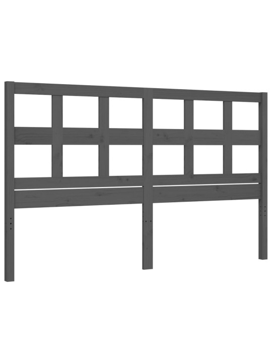 Rám postele s čelem šedý King Size masivní dřevo