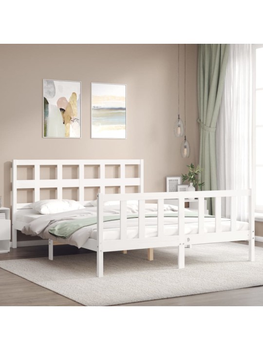 Postel bez matrace bílá 160 x 200 cm masivní borovice