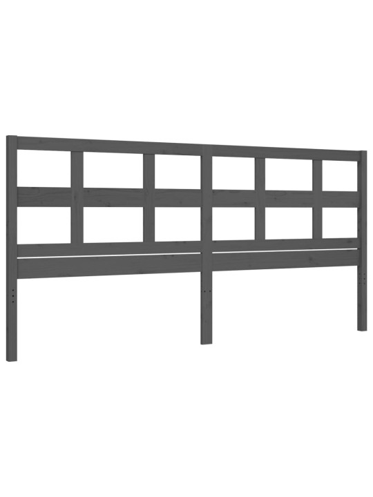 Rám postele s čelem šedý 200 x 200 cm masivní dřevo