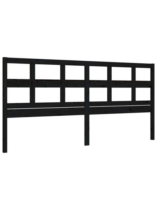 Rám postele s čelem černý 200 x 200 cm masivní dřevo