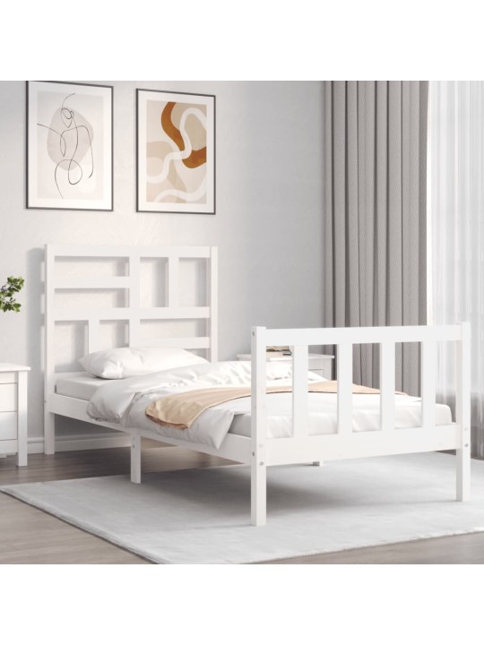 Rám postele s čelem bílý Small Single masivní dřevo