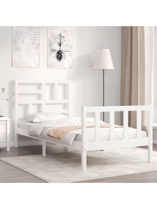 Rám postele s čelem bílý Small Single masivní dřevo