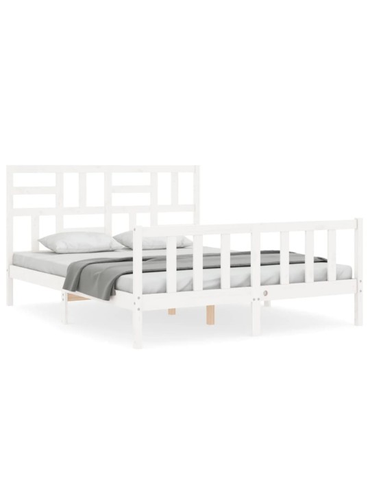 Rám postele s čelem bílý King Size masivní dřevo