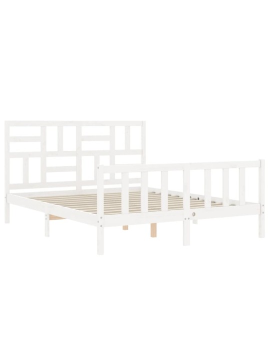 Rám postele s čelem bílý King Size masivní dřevo
