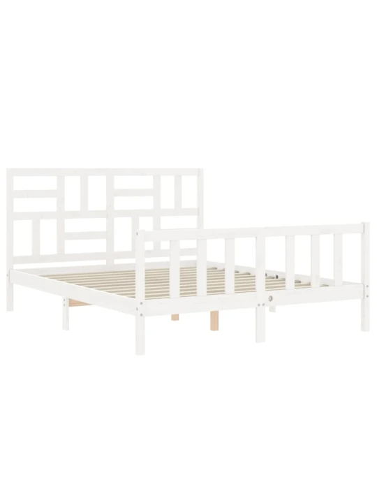Rám postele s čelem bílý King Size masivní dřevo