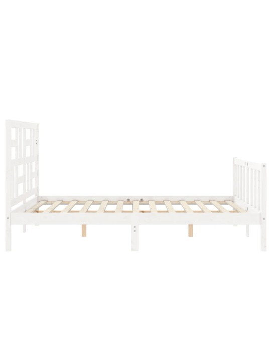 Rám postele s čelem bílý King Size masivní dřevo