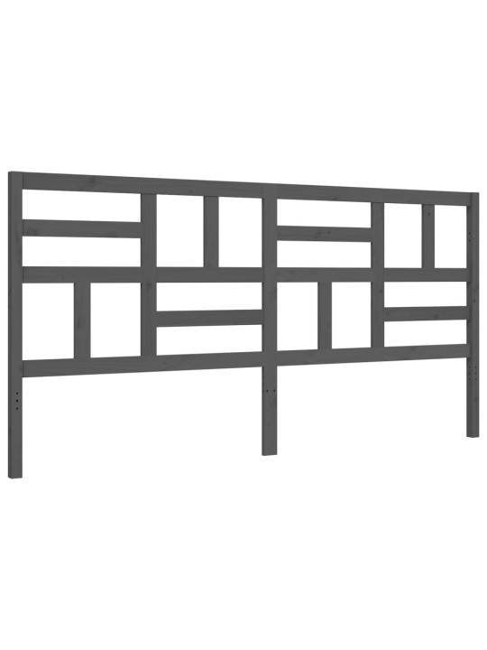 Rám postele s čelem šedý 200 x 200 cm masivní dřevo