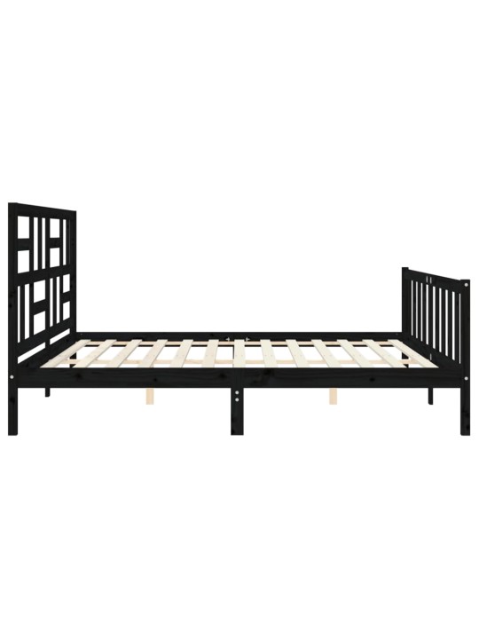 Rám postele s čelem černý 200 x 200 cm masivní dřevo