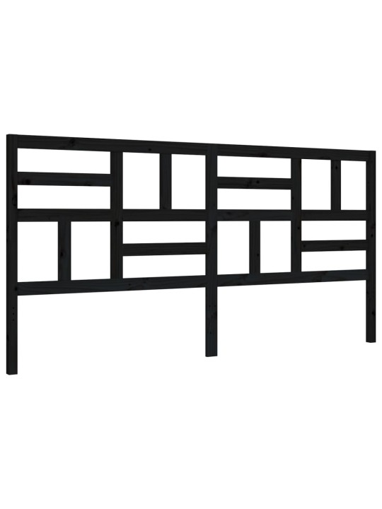 Rám postele s čelem černý 200 x 200 cm masivní dřevo