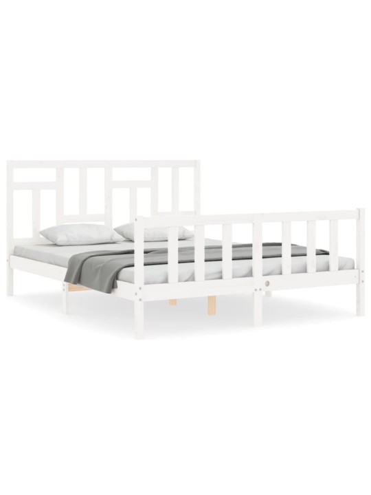 Rám postele s čelem bílý King Size masivní dřevo