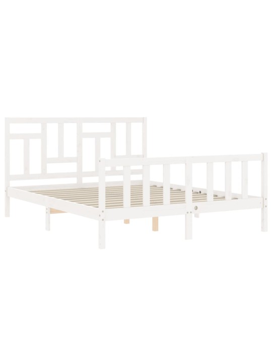 Rám postele s čelem bílý King Size masivní dřevo